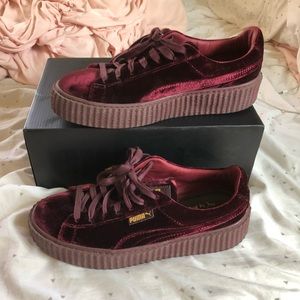 FENTY X Puma maroon velvet creepers